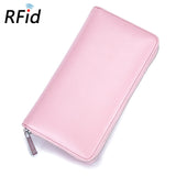 Leather Rfid Blocking Credit Card Holder Men Anti Theft Travel Passport Long Wallet Women