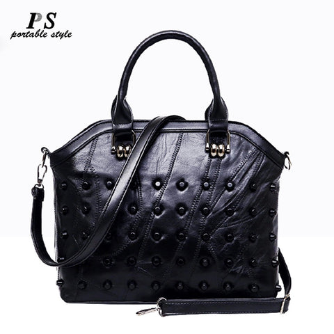 Newest Genuine Leather Rivet Shoulder Bag For Women Fashion Sheepskin Handbags Female Crossbody