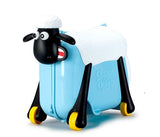 Fashion Women Cute Cartoon Sheep Shape Kids Ride-On Trolley Suitcase Solid Children Carry On