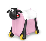 Fashion Women Cute Cartoon Sheep Shape Kids Ride-On Trolley Suitcase Solid Children Carry On