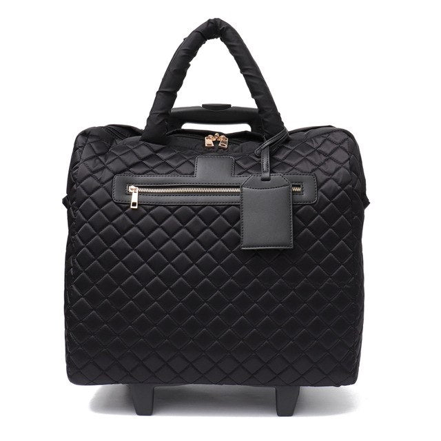 Monfere Brand Women Plaid Suitcases And Travel Rolling Bags Fiber Fashion Large Trolley Duffel