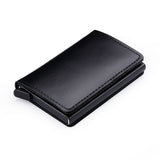 Rfid Blocking 100% Genuine Leather Credit Card Holder Aluminum Metal Business Id Cardholder Slim