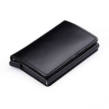 Rfid Blocking 100% Genuine Leather Credit Card Holder Aluminum Metal Business Id Cardholder Slim