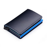 Rfid Blocking 100% Genuine Leather Credit Card Holder Aluminum Metal Business Id Cardholder Slim