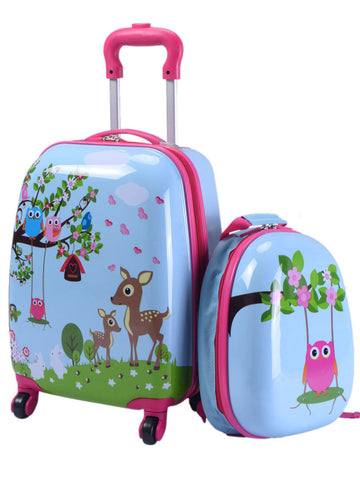 12'' 16'' Kids Luggage Set Suitcase Backpack School Travel Trolley Abs