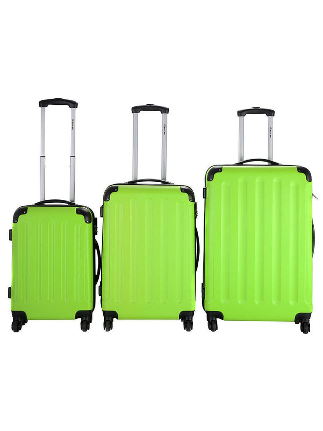 Globalway 3 Pcs Luggage Travel Set Bag Abs Trolley Suitcase Green