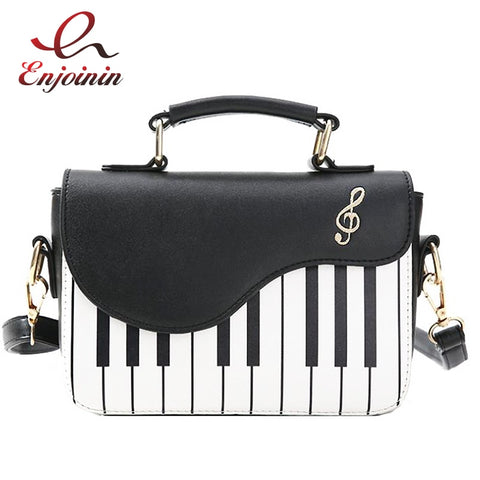 Cute Piano Pattern Fashion Pu Leather Casual Ladies Handbag Shoulder Bag Crossbody Messenger Bag