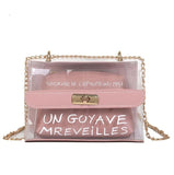 2018 Summer Fashion New Handbag High Quality Pvc Transparent Women Bag Sweet Printed Letter