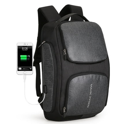 Mark Ryden New Solar Usb Recharging Backpack Water Resistant Backpack Laptop Backpack Men Fit For