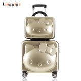 Hello Kitty Suitcase Bag Set, Children Rolling Luggage Box With , Kids Cart With Wheel,16"
