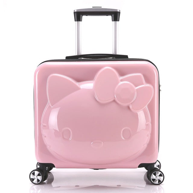 Hello Kitty Suitcase Bag Set, Children Rolling Luggage Box With , Kids Cart With Wheel,16"