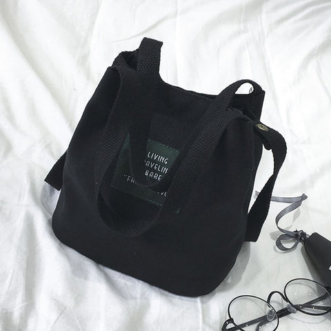 Women Canvas Totes Shoulder Bag Preppy Style Girls Handbag Crossbody Messenger Bag