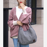 Fashion Women Vintage Canvas Handbags Shoulder Bags Large Capacity Multi-Pockets Casual Ladies
