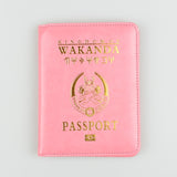 Hequn Brand Wakanda Forever Cover Passport Women Cute Soft Pu Leather Passport Holder Wallet Pink