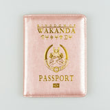 Hequn Brand Wakanda Forever Cover Passport Women Cute Soft Pu Leather Passport Holder Wallet Pink