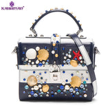 Goddess! Luxury Brand Famous Seashell Starfish Decoration Women Tote Shoulder Bag Female Blue&White