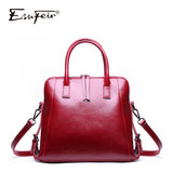 Esufeir Oil Wax Leather Women Handbag Vintage High Capacity Shoulder Bag Crossbody Bag Designer