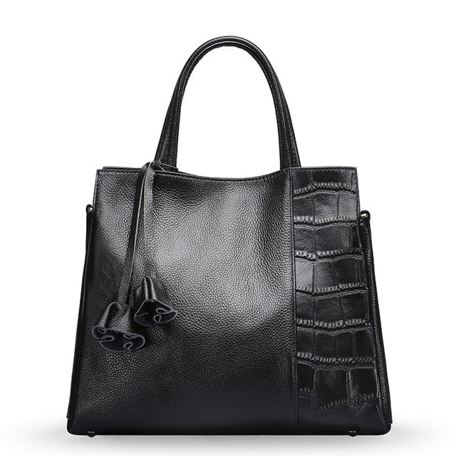 2018 Genuine Leather Women'S Handbag Europe Fashion Cowhide Shoulder Bag Stone Embossing Luxury