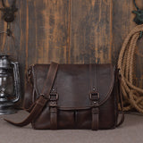 Nesitu High Quality Vintage Thick Vagetable Tanned Genuine Leather Women Men Messenger Bags Real