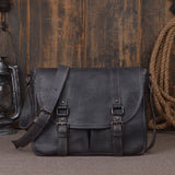 Nesitu High Quality Vintage Thick Vagetable Tanned Genuine Leather Women Men Messenger Bags Real