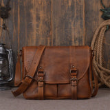 Nesitu High Quality Vintage Thick Vagetable Tanned Genuine Leather Women Men Messenger Bags Real