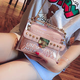 2018 Summer Fashion New Handbag High Quality Pvc Transparent Women Bag Sweet Printed Letter