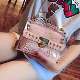 2018 Summer Fashion New Handbag High Quality Pvc Transparent Women Bag Sweet Printed Letter