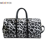 Women Sling Shoulder Crossbody Bag Large Capacity Leopard Travel Bags Pu Leather Weekend Duffel Bag