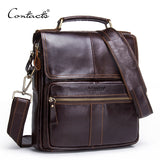 Contact'S Brand 2018 New Genuine Leather Shoulder Bag Men Messenger Bags Zipper Design Men
