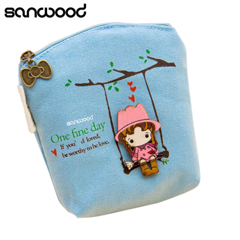 New Adorable Women Canvas Wallet Small Clutch Zip Card Coin Holder Purse Handbag  73Q6