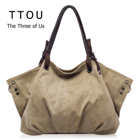 Women Fashion Canvas Handbags Retro Large Capacity Female Shoulder Bags Stylish Casual Crossbody
