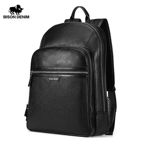 Bison Denim Genuine Leather Laptop Backpack Male Kanken Backpack Travel Backpack Male Fashion