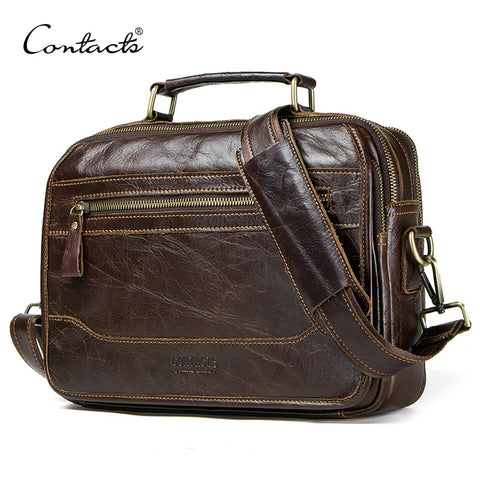Contact'S New Oil Cow Leather Men'S Messenger Bag Male Satchel Bag Men Crossbody Bags Masculina