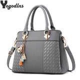 Fashion Women Handbags Tassel Pu Leather Totes Bag Top-Handle Embroidery Crossbody Bag Shoulder Bag