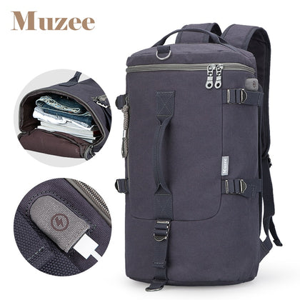 Muzee High Capacity Travel Bag Cylinder Packbage Multifunction Rusksack Male Fashion Backpack