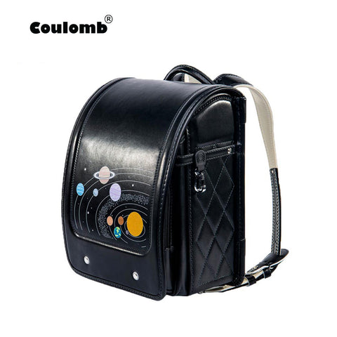 Coulomb Children Black Backpack For Boy School Bag  Hasp Character Orthopedic Randoseru Japanese