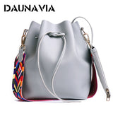 Daunavia Women Bag With Colorful Strap Bucket Bag Women Pu Leather Shoulder Bags Brand Designer