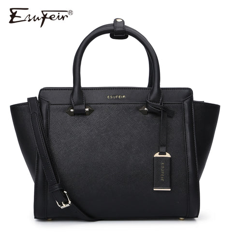 Esufeir Brand Genuine Leather Women Handbag Cross Pattern Cow Leather Shoulder Bag Fashion Design