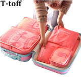 Nylon Packing Cube Travel Bag System Durable 6 Pieces One Set Large Capacity Of Unisex Clothing