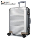 100% Full Aluminum Rolling Luggage Bag,Matte Travel Wheel Suitcases,New Strong Carry-On Box, 20"