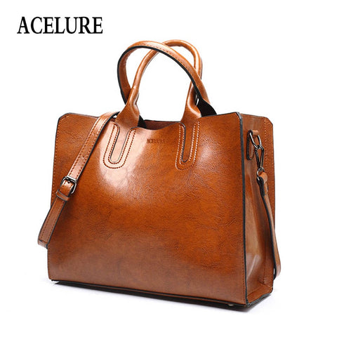 Acelure Leather Handbags Big Women Bag High Quality Casual Female Bags Trunk Tote Spanish Brand