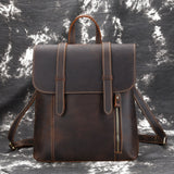 Men Backpack Vintage Daypack Large Capacity Shoulder Bags Knapsack High Quality Crazy Horse Cowhide