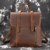 Men Backpack Vintage Daypack Large Capacity Shoulder Bags Knapsack High Quality Crazy Horse Cowhide