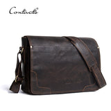 Contact'S Casual Shoulder Crossbody Bag Genuine Leather Men'S Briefcase Leather Laptop Bag Male
