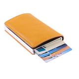 Metal Men Card Holder Rfid Aluminium Alloy Credit Card Holder Pu Leather Wallet Antitheft Men