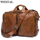 Westal Men'S Briefcase Tote Men Messenger Bag Travel Laptop Bag For Men Document Business Leather