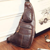 High Quality Men Genuine Leather Cowhide Vintage Sling Chest Back Day Pack Travel Fashion Cross