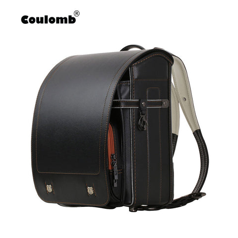Coulomb Kid Backpack For Luxury School Bag For Boy And Girl Japanese Pu Hasp Solid Randoseru