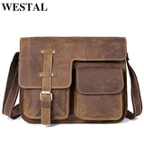 Westal Men'S Bags Crazy Horse Genuine Leather Vintage Crossbody Bags For Men Messenger Bag Men'S
