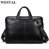 Westal Men'S Bag Genuine Leather 14 Inch Laptop Briefcases Crossbody Bags For Men Totes Leather